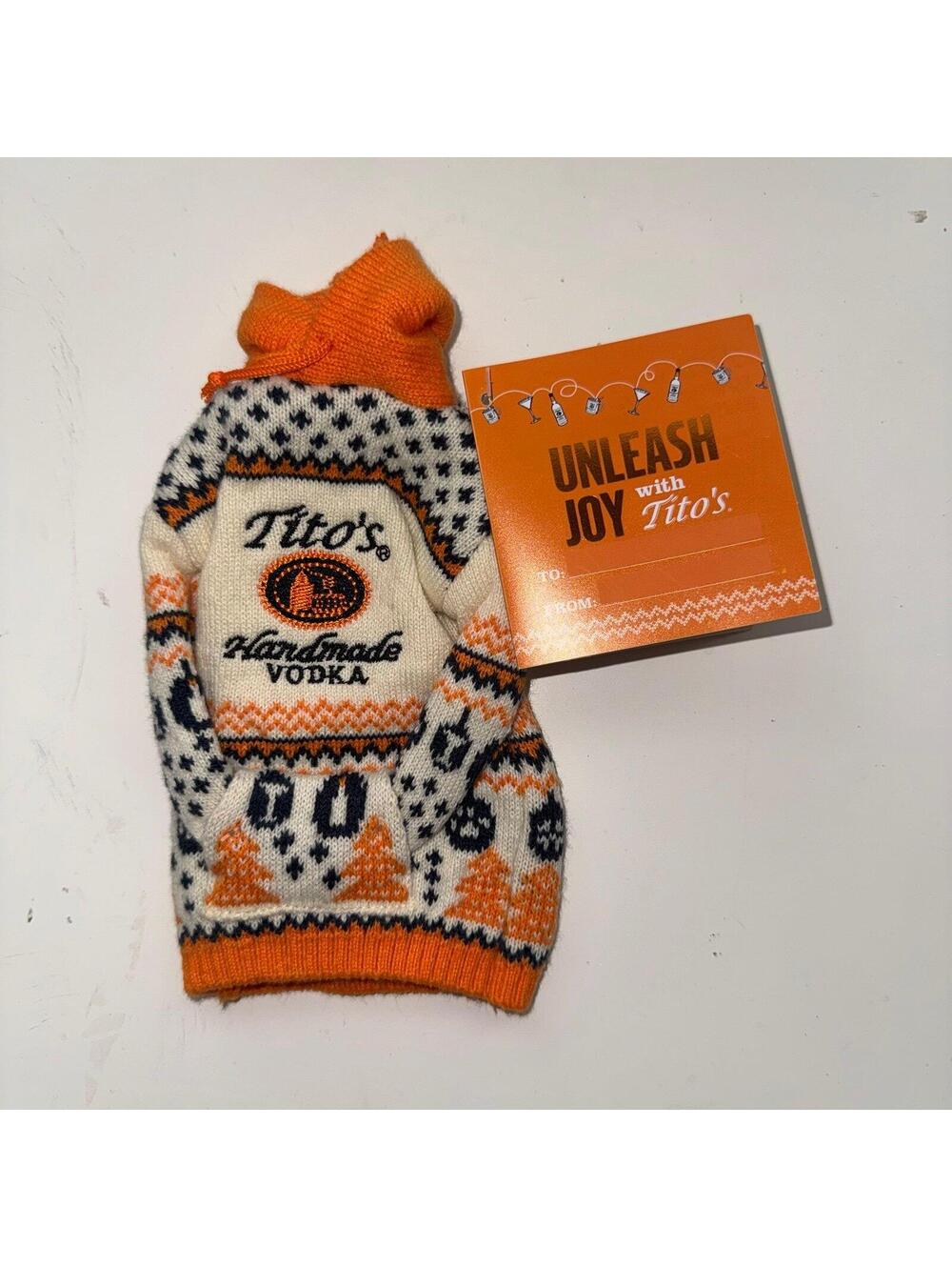 TITO'S Handmade Vodka For Dog People Holiday Knit Sweater Bottle Cover (2024)